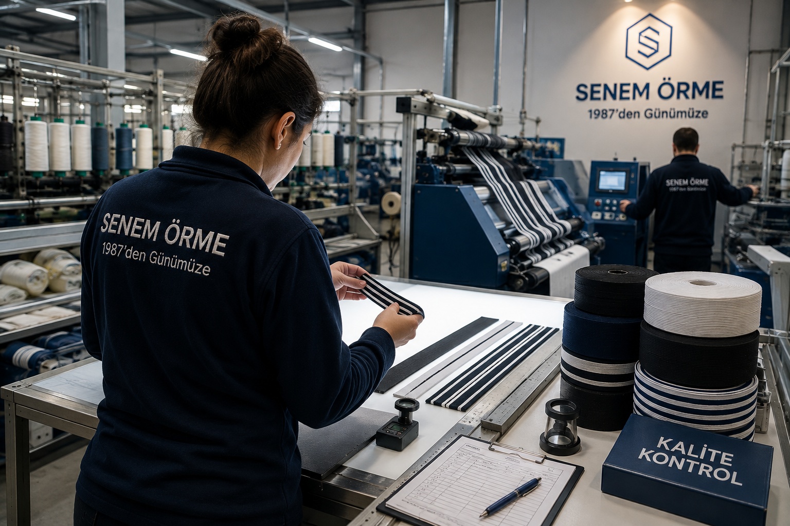Senem Örme tekstil lastiği kalite kontrol süreci